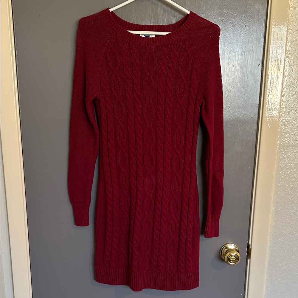 Old Navy Rich Red Long Sleeve Dress